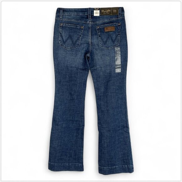 Wrangler Retro Mae Mid-Rise Stretch Jeans Sophia Dark Wash Flare NWT New 5 X 32 - Picture 5 of 7